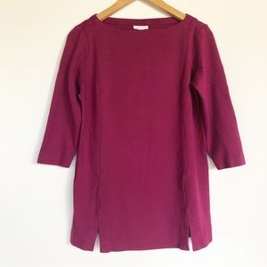 J Jill Ponte Knit Boat Ballet Neck Tunic PS Magenta Maroon Top Shift Laganlook